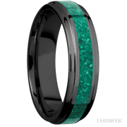 Zirconium with Polish Finish and Malachite Inlay