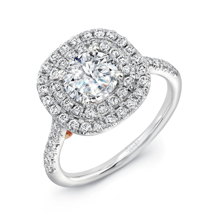 Uneek Amore Collection Double-Halo Round Diamond Engagement Ring