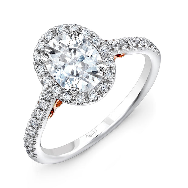 Uneek Amore Collection Halo Oval Shaped Engagement Ring