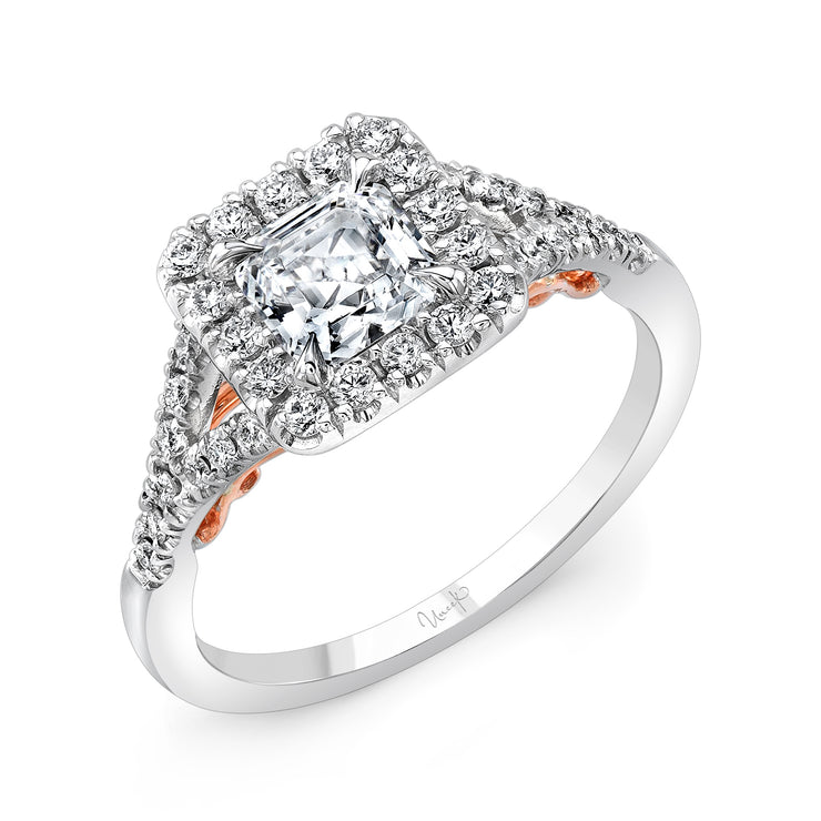 Uneek Amore Collection Halo Princess Cut Engagement Ring