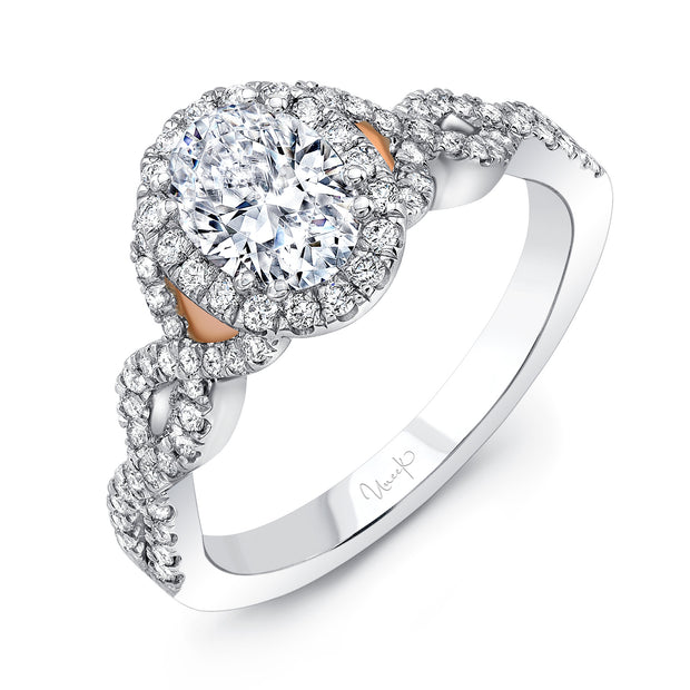 Uneek Amore Collection Halo Oval Shaped Engagement Ring