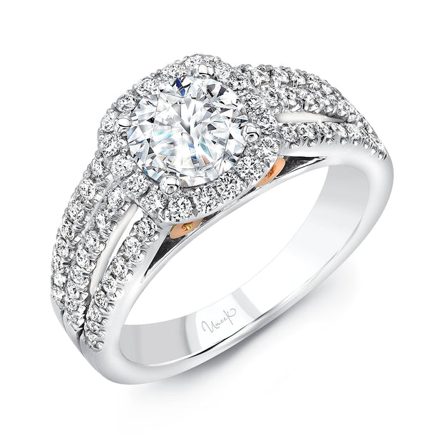 Uneek Amore Collection 3-Row Round Engagement Ring