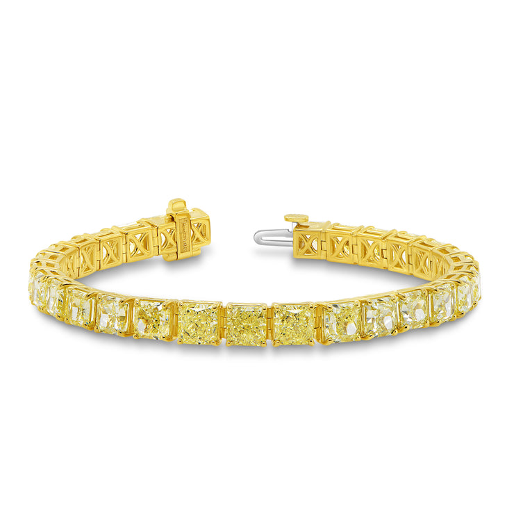 Uneek Natureal Collection Radiant Fancy Light Yellow Diamond Tennis Bracelet