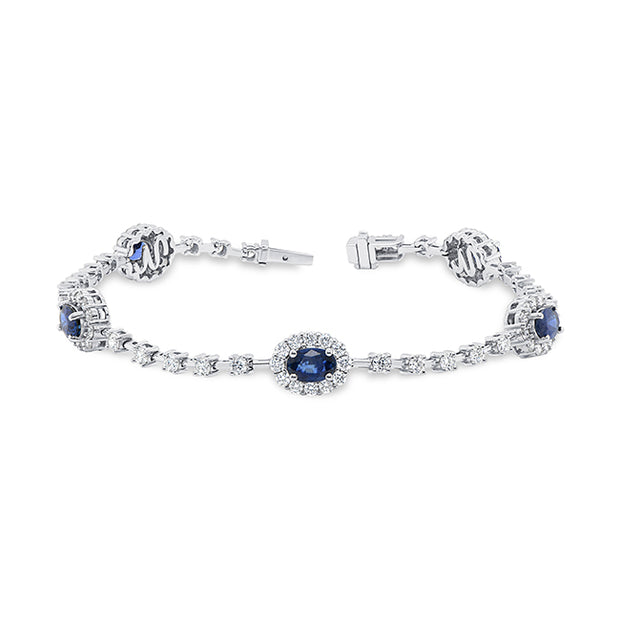 Uneek Tennis Collection Oval Shaped Blue Sapphire Bracelet