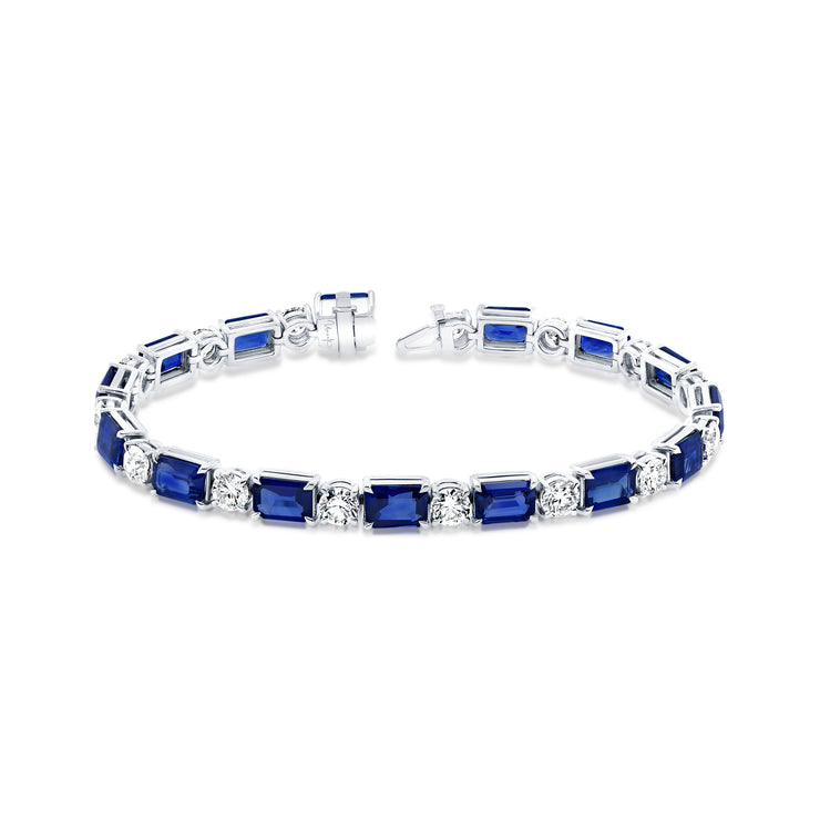 Uneek Precious Collection 1-Row Emerald Cut Blue Sapphire Fashion Bracelet