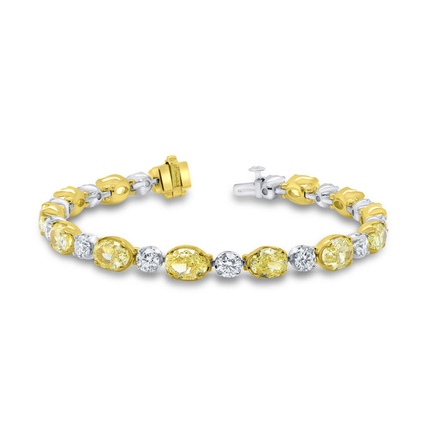 Uneek Natureal Collection Oval Shaped Fancy Light Yellow Diamond Link Bracelet