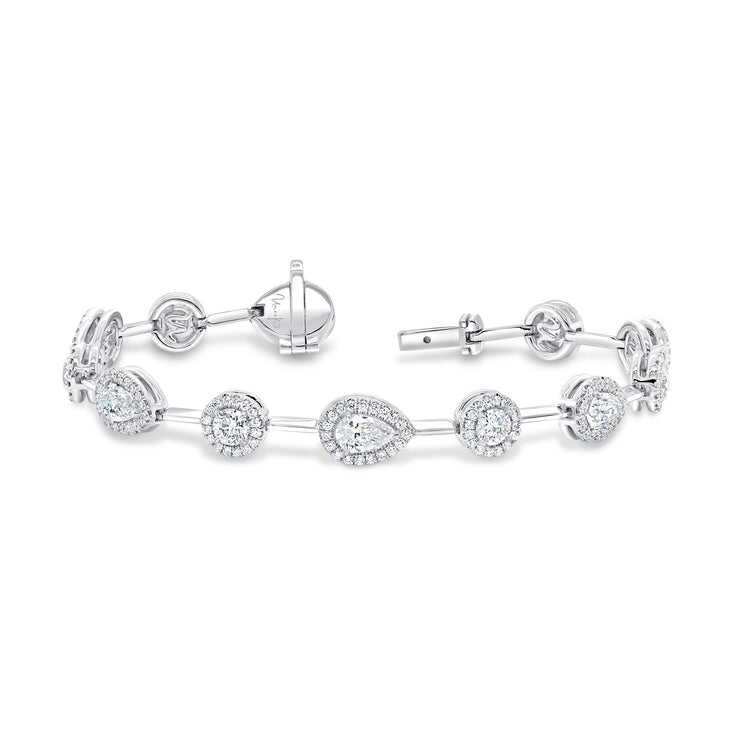 Uneek Signature Collection Halo Pear Shaped Diamond Tennis Bracelet