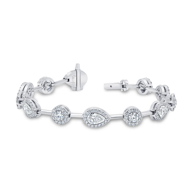 Uneek Signature Collection Halo Pear Shaped Diamond Tennis Bracelet