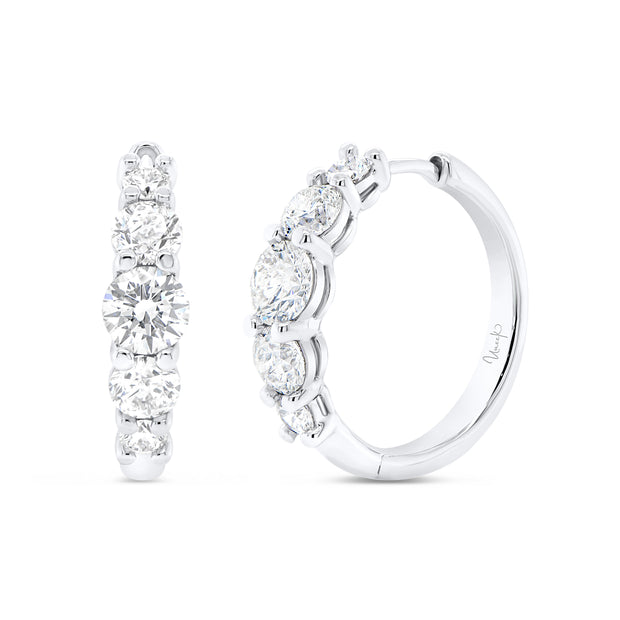 Uneek Timeless Collection 1-Row Round Diamond Huggie Earrings