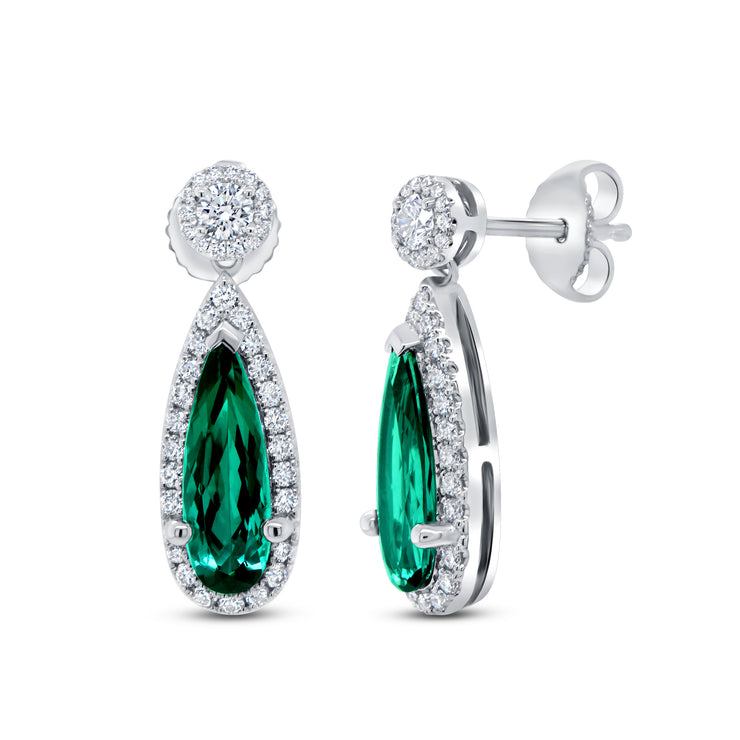 Uneek Signature Collection Pear Shaped Green Tourmaline Anniversary Earrings