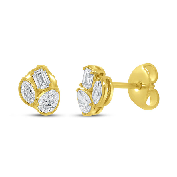 Uneek Alexandria Collection Bezel Stud Earrings