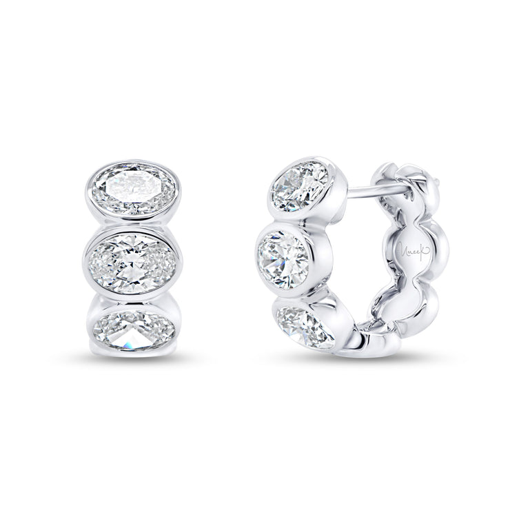 Uneek Signature Collection Bezel Huggie Earrings