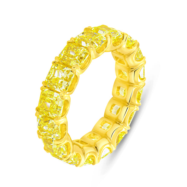 Uneek Natureal Collection Eternity Radiant Fancy Yellow Diamond Anniversary Ring