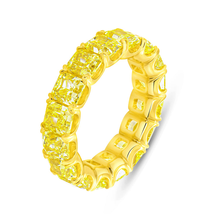 Uneek Natureal Collection Eternity Radiant Fancy Yellow Diamond Anniversary Ring