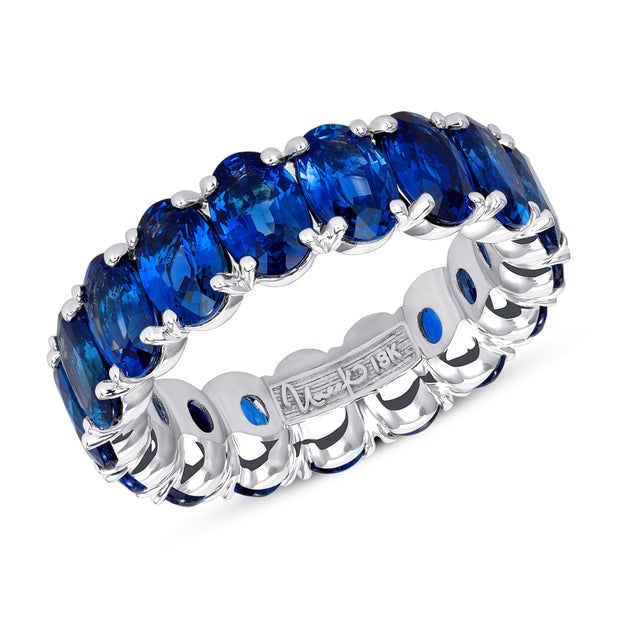 Uneek Eternity Collection 1-Row Oval Shaped Blue Sapphire Eternity Ring