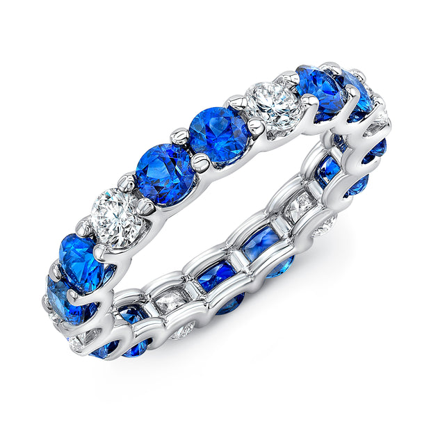 Uneek Eternity Collection 1-Row Round Blue Sapphire Eternity Ring