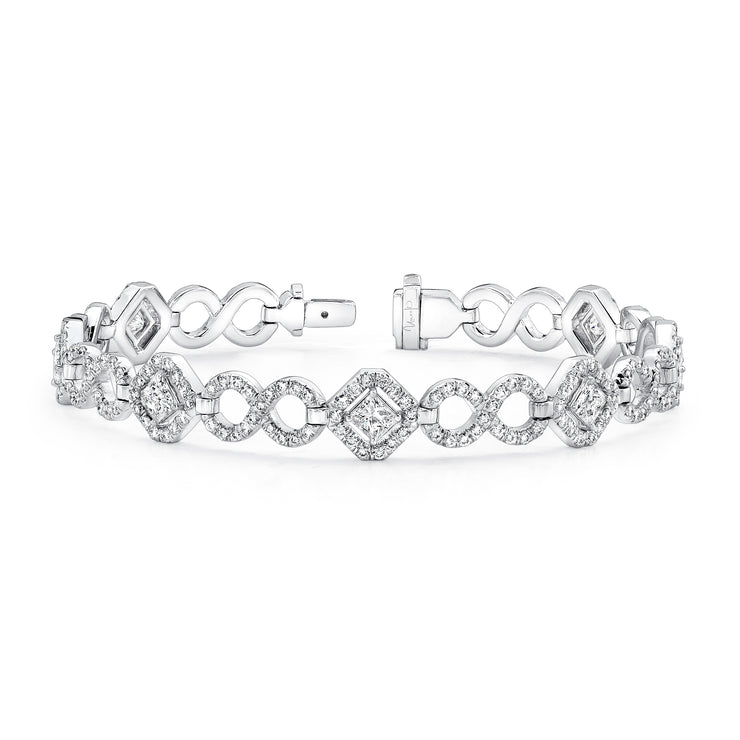 Uneek Princess-Cut Diamond Bracelet with Infinity-Style Pave Links