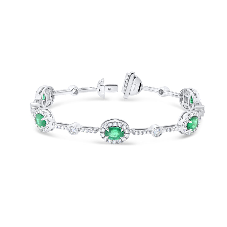 Uneek Precious Collection 1-Row Oval Shaped Emerald Link Bracelet