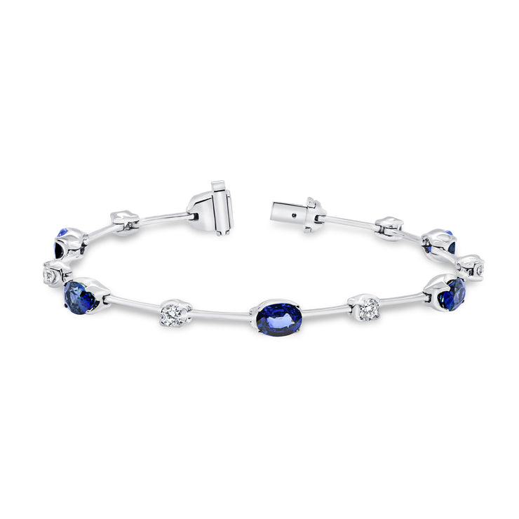 Uneek Precious Collection Oval Shaped Blue Sapphire Designer Bracelet