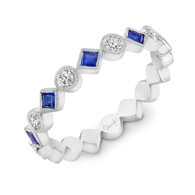 Uneek Precious Collection 1-Row Round Blue Sapphire Fashion Ring