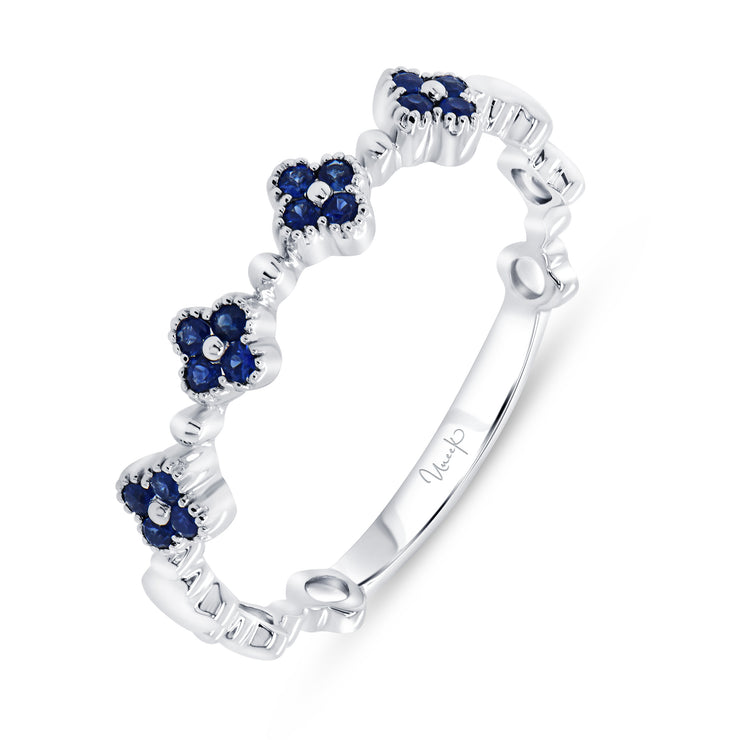 Uneek Precious Collection Floral Round Blue Sapphire Fashion Ring