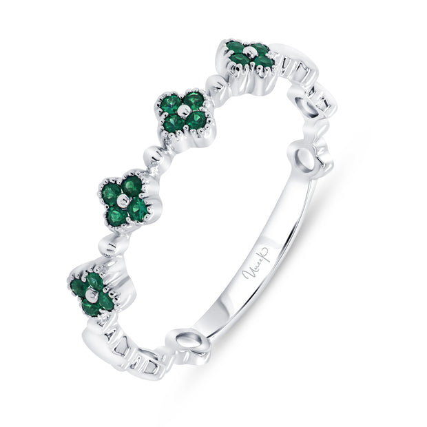 Uneek Stackable Collection Floral Emerald Fashion Ring