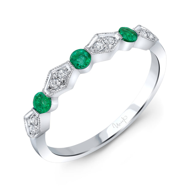 Uneek Precious Collection 1-Row Round Emerald Fashion Ring