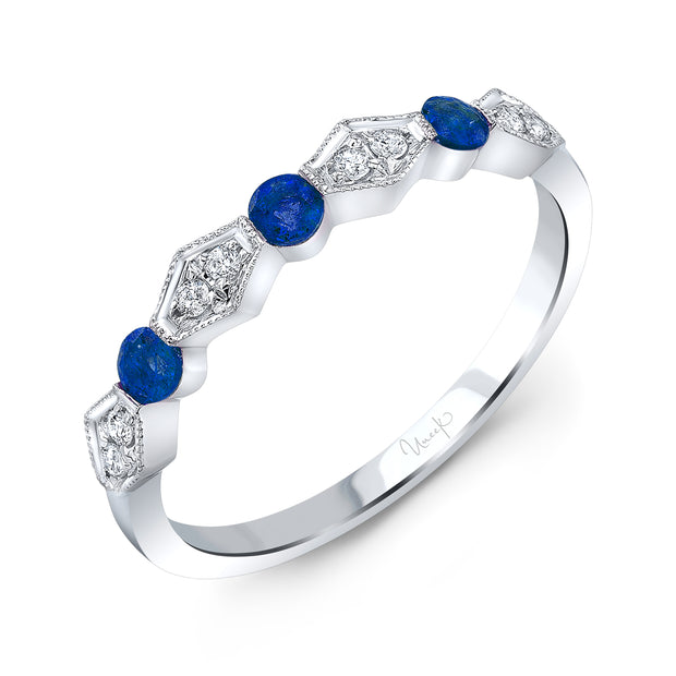 Uneek Precious Collection 1-Row Round Blue Sapphire Fashion Ring