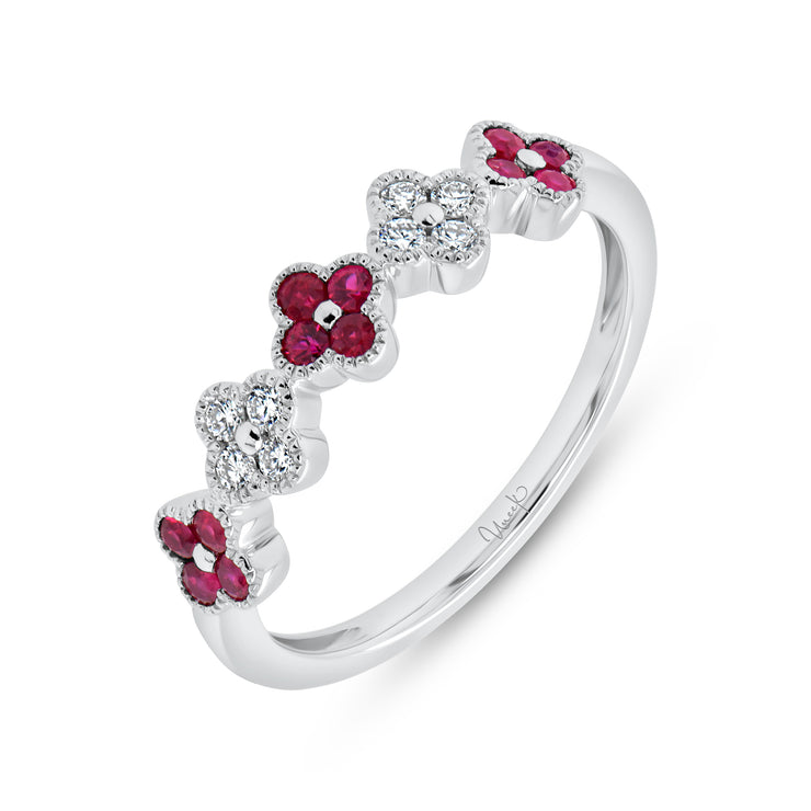 Uneek Precious Collection 1-Row Round Ruby Fashion Ring