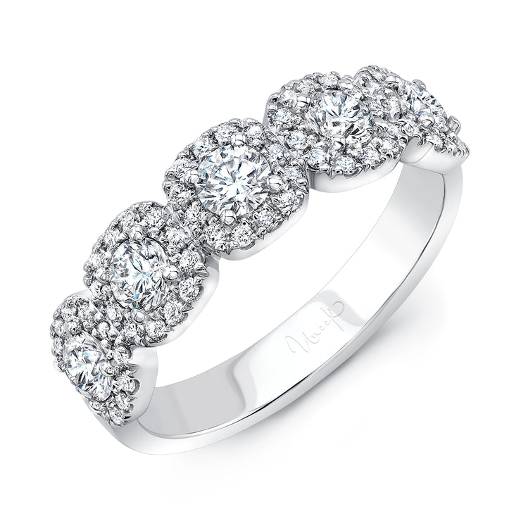 Uneek Diamond Band with Cushion-Shaped Halo Details