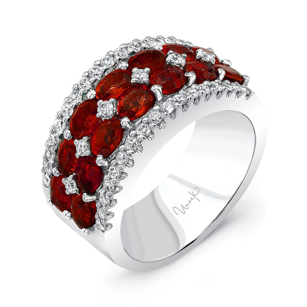 Uneek Precious Collection 4-Row Oval Shaped Ruby Fashion Ring