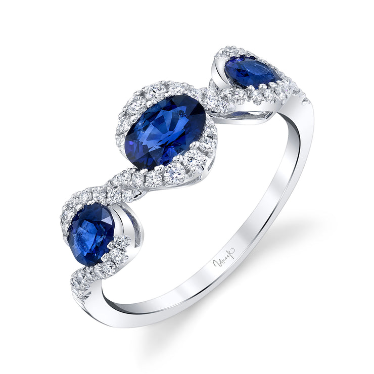 Uneek Precious Collection Oval Shaped Blue Sapphire Fashion Ring