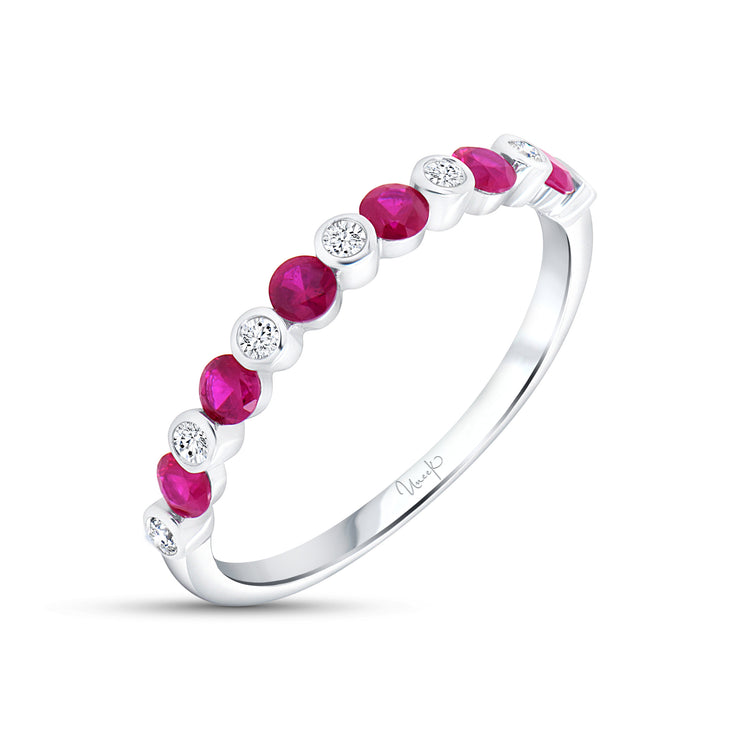 Uneek Precious Collection 1-Row Round Ruby Fashion Ring