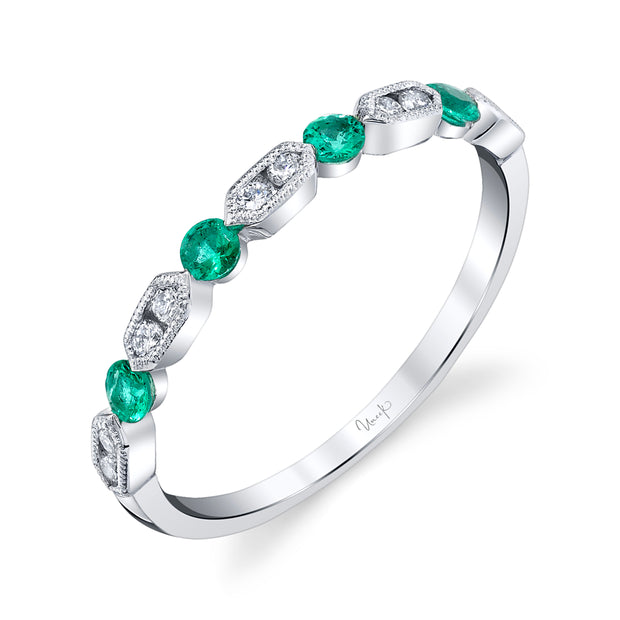 Uneek Precious Collection 1-Row Round Emerald Fashion Ring