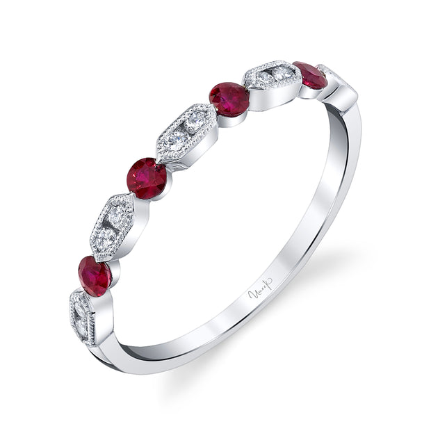 Uneek Precious Collection 1-Row Round Ruby Fashion Ring