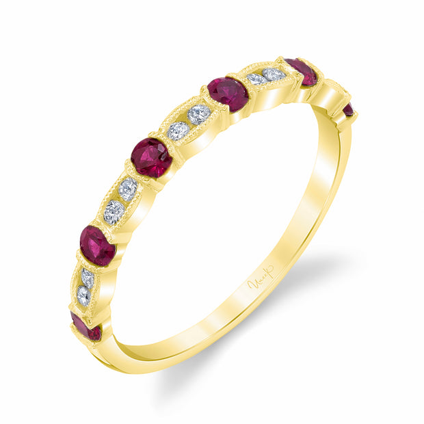 Uneek Precious Collection 1-Row Round Ruby Fashion Ring