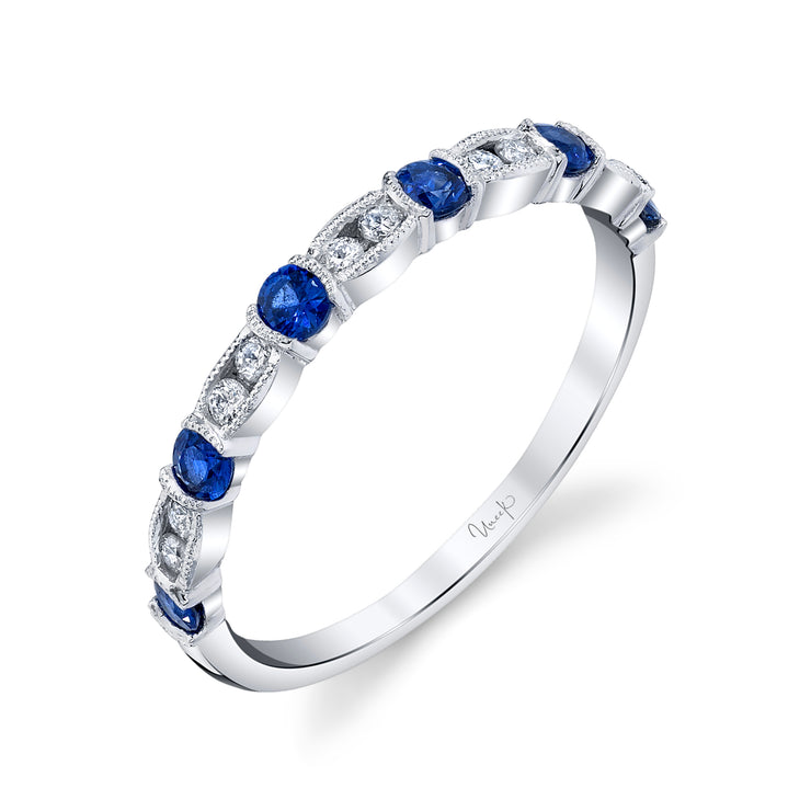 Uneek Precious Collection 1-Row Round Blue Sapphire Fashion Ring