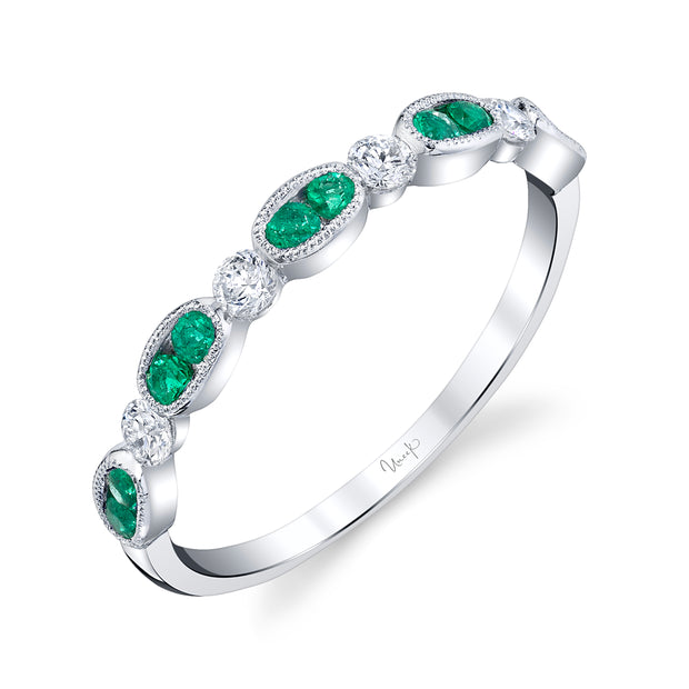 Uneek Precious Collection 1-Row Round Emerald Fashion Ring