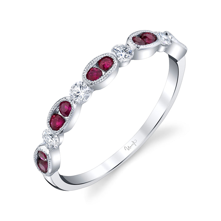 Uneek Precious Collection 1-Row Round Ruby Fashion Ring