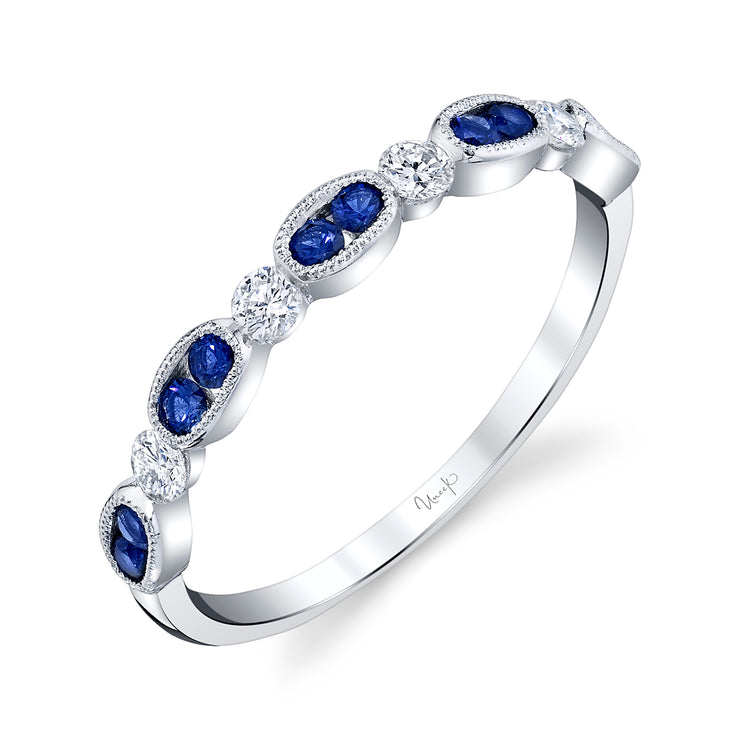 Uneek Precious Collection 1-Row Round Blue Sapphire Fashion Ring