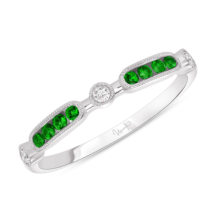 Uneek Precious Collection 1-Row Round Emerald Fashion Ring