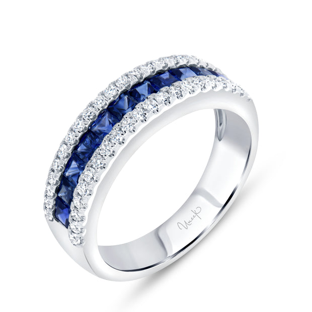 Uneek Precious Collection 3-Row Blue Sapphire Fashion Ring