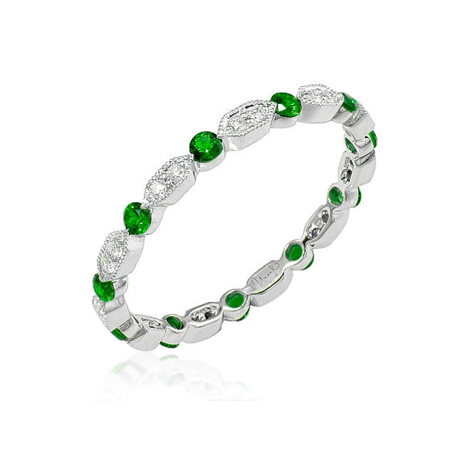 Uneek Art Deco-Inspired Emerald and Diamond Band