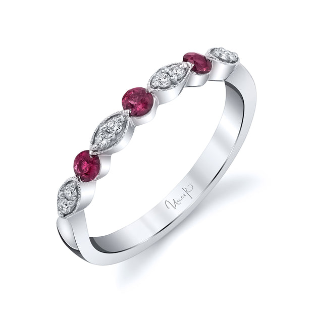 Uneek Precious Collection 1-Row Round Ruby Fashion Ring