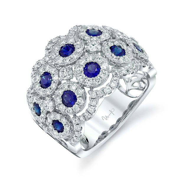 Uneek Precious Collection Round Blue Sapphire Fashion Ring