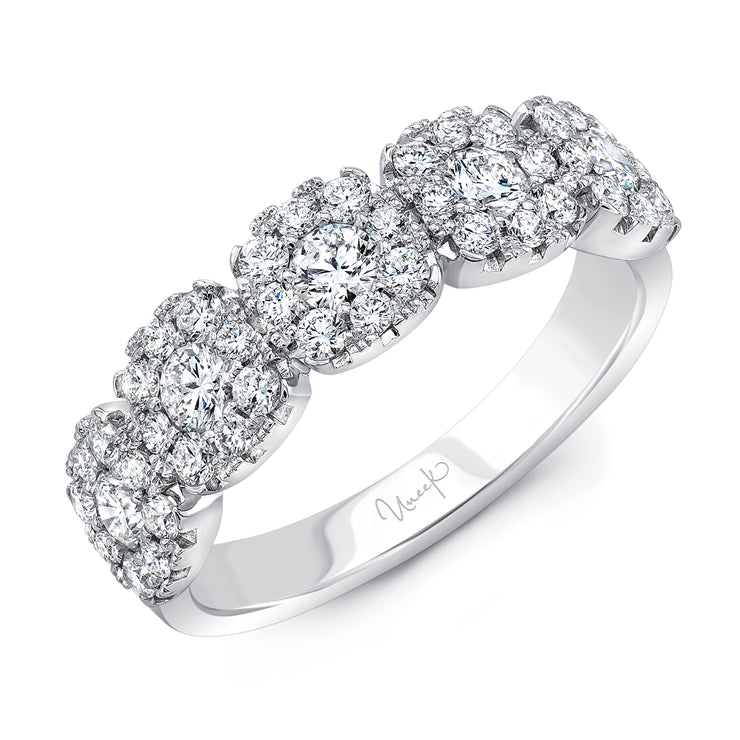 Uneek Diamond Anniversary Band with Cushion-Shaped Halos