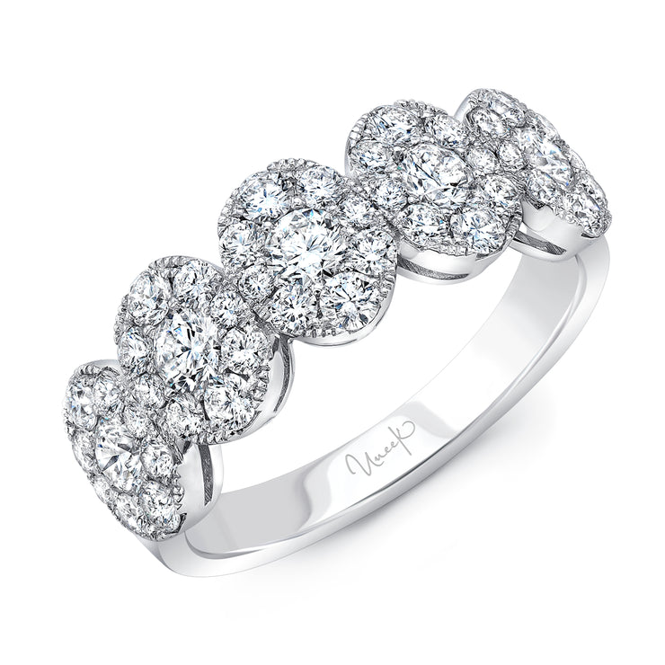 Uneek Round Diamond Band with Oval-Shaped Clusters