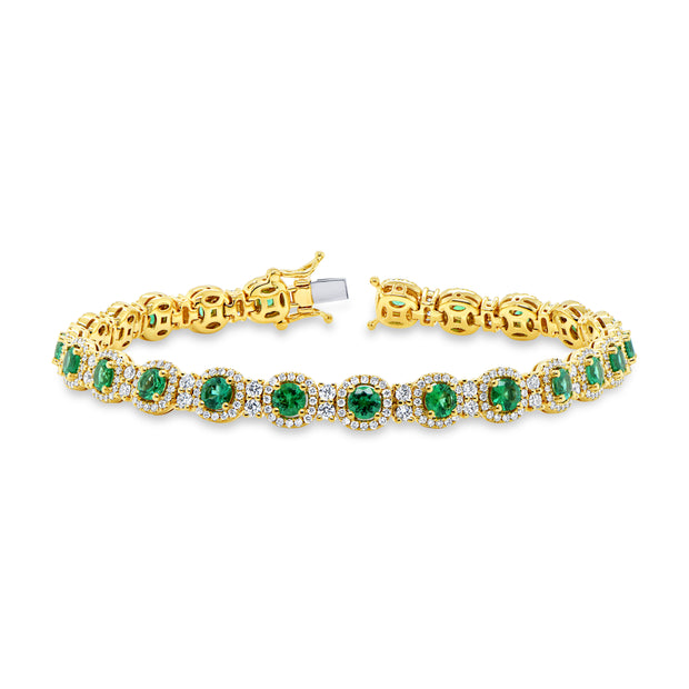 Uneek Bouquet Collection Halo Round Diamond Link Bracelet