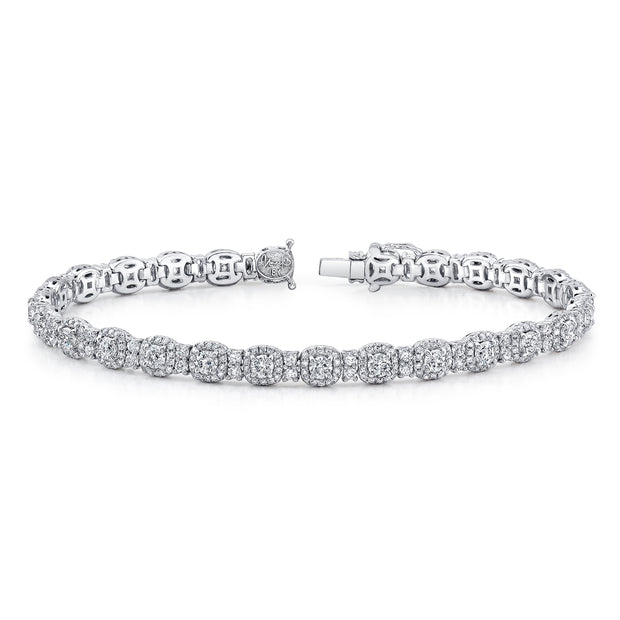 Uneek Round-Diamond-on-Cushion-Halo Bracelet