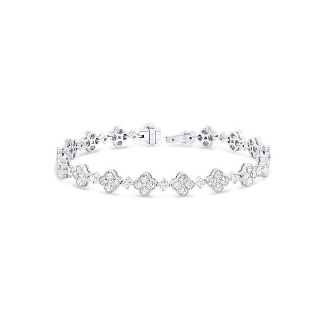 Uneek Petals Collection Clover Round Diamond Bracelet